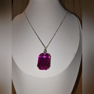 Elegant Pink Gemstone Necklace 16"+4"